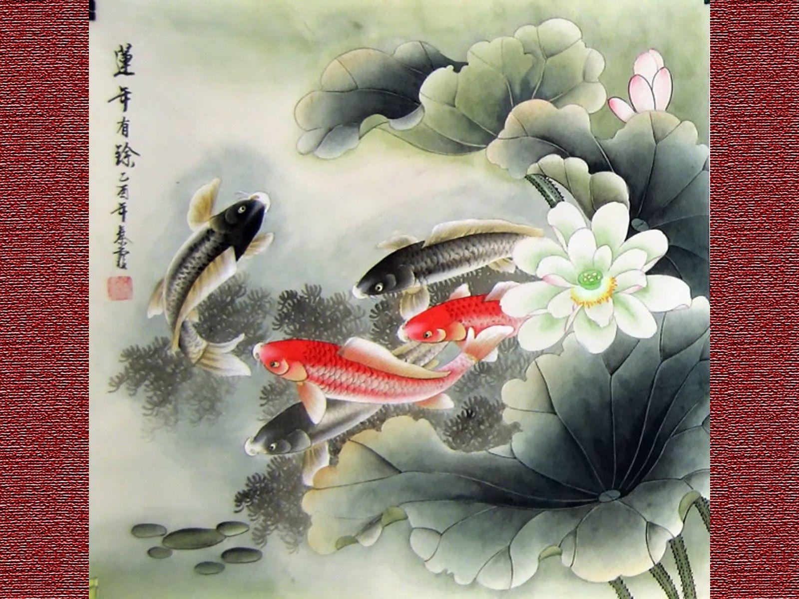 1600x1200 Fish: Japanese Chinese Art Paintings Photo Tuna Fish HD 16:9 High