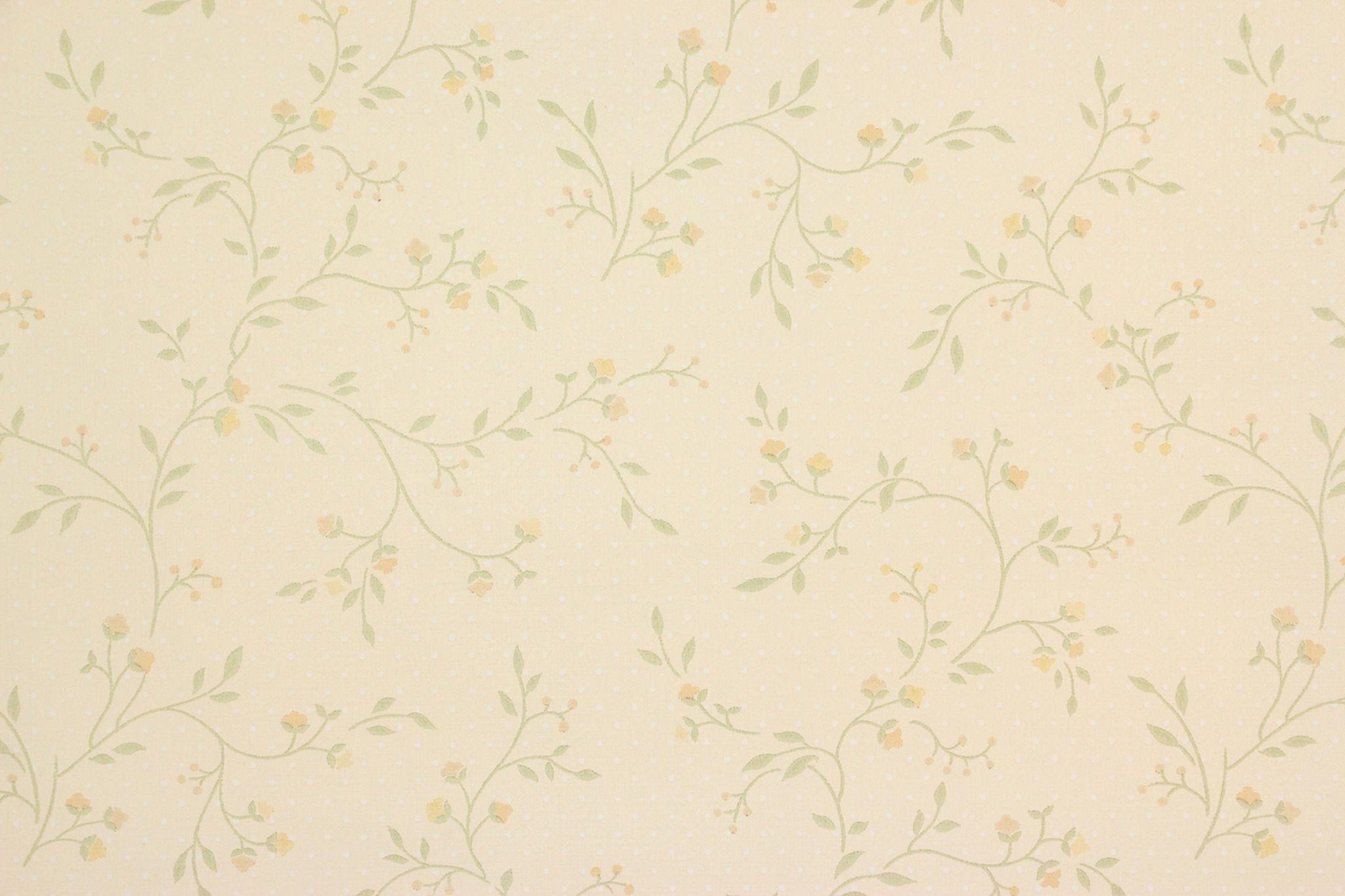 2048x1365 1970s Vintage Wallpaper Small Yellow Floral Vine's Vintage Wallpaper