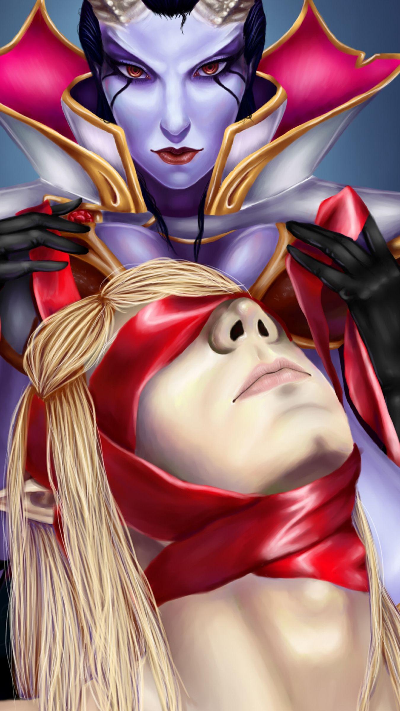 1350x2400 Download Queen Of Pain, Invoker, Dota 2 Apple iPhone Plus wallpaper 1350x2400