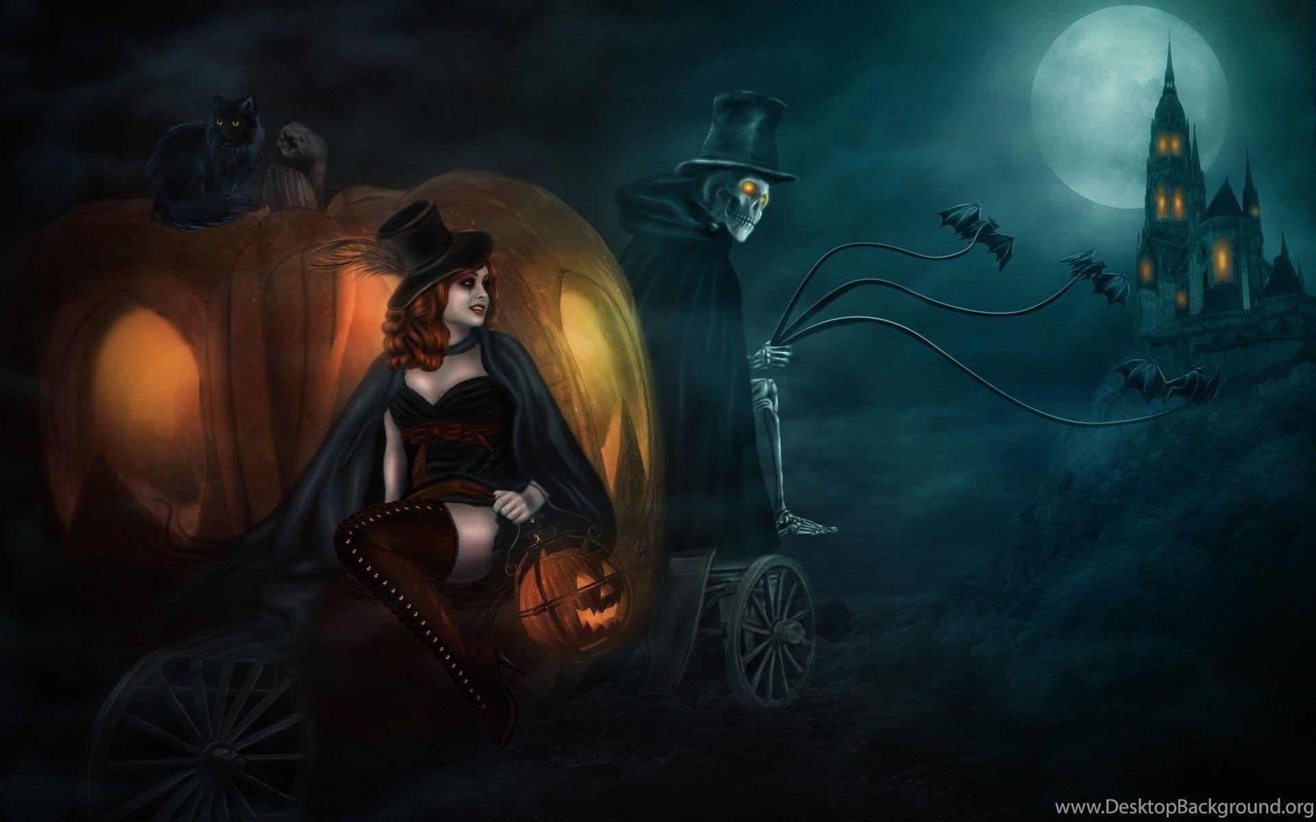 1920x1200 Halloween Wallpaper Dark Background Yellow Moon With Halloween. Desktop Background