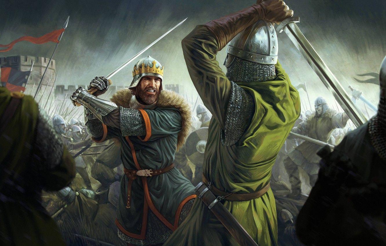 1332x850 Wallpaper sword, Total War, soldier, rain, war, crown, man, fight, ken, blade, battle, castle, shield, warrior, king, knight image for desktop, section игры