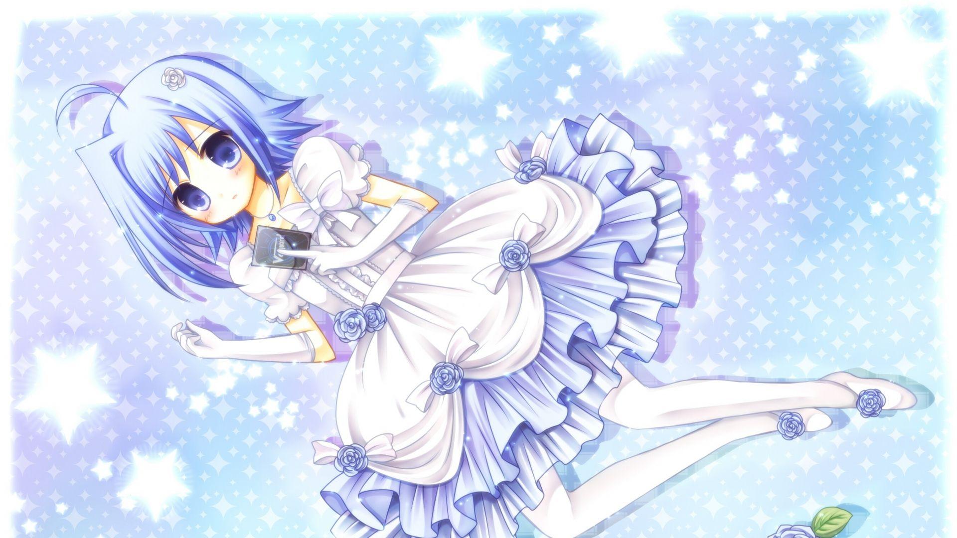 1920x1080 Download Wallpaper 1920x1080 cardfight vanguard, girl, dress, lying, space Full HD 1080p HD Background