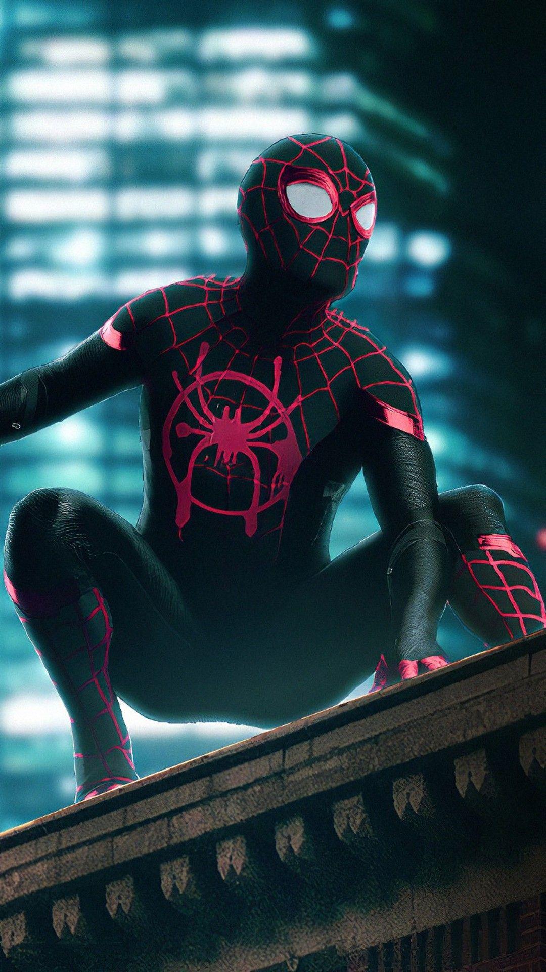 1080x1920 Spider Man Neon Wallpaper