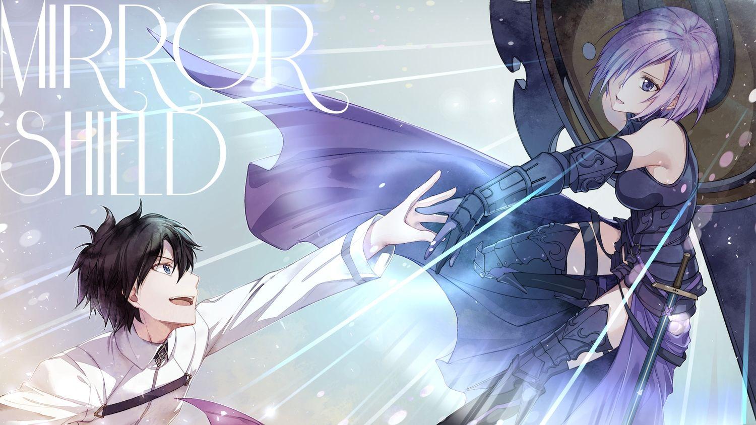 1500x844 Aqua Eyes Armor Black Hair Bodysuit Fate Grand Order Fate (series) Fujimaru Ritsuka (male) Gloves Jh Male Mash Kyrielight Purple Eyes Purple Hair Short Hair Thighhighs. Konachan.net.com Anime Wallpaper