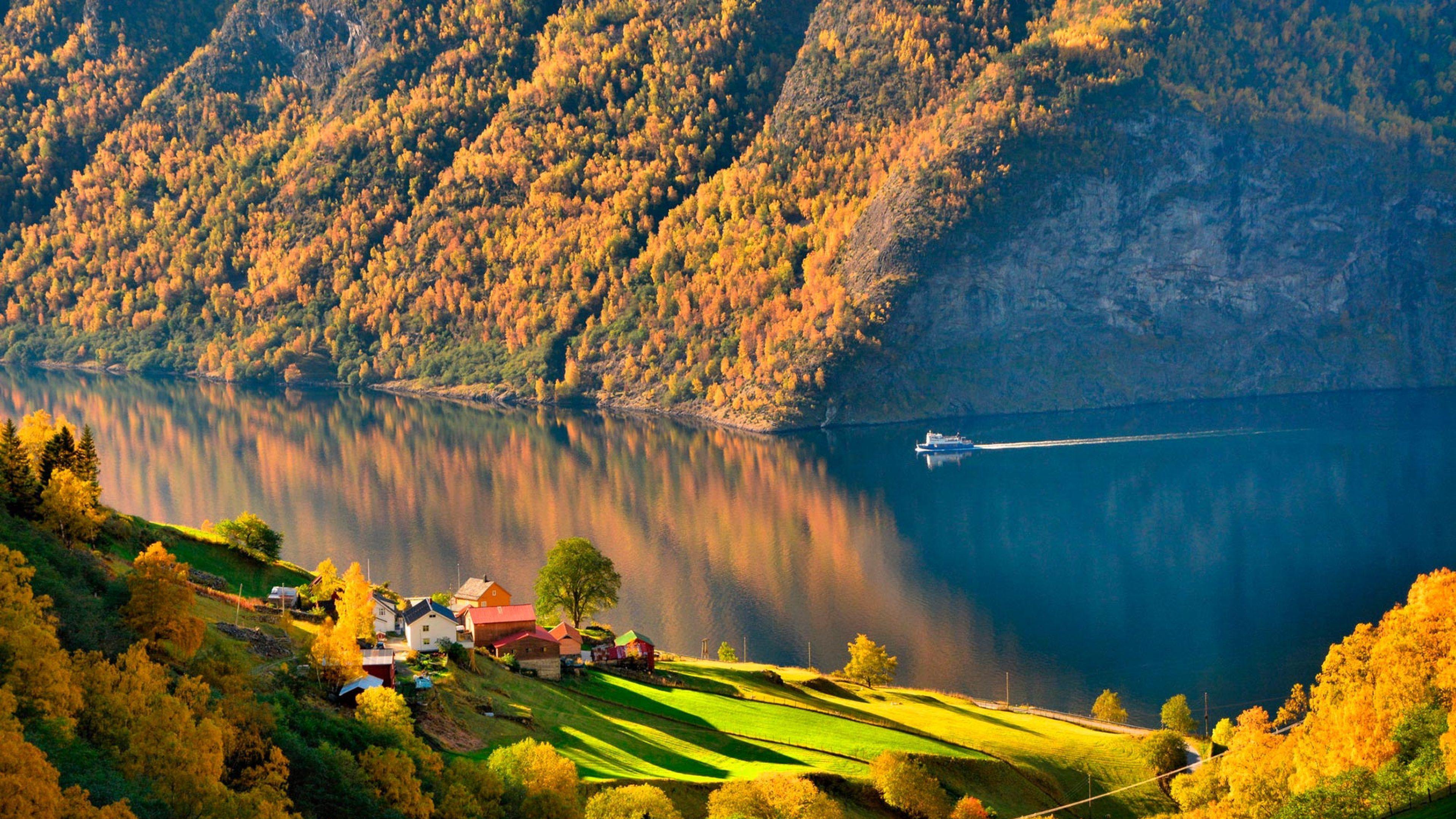 3839x2160 Norway Forest Reflection And Hills house 4K Wallpaper, HD City 4K Wallpaper, Image, Photo and Background