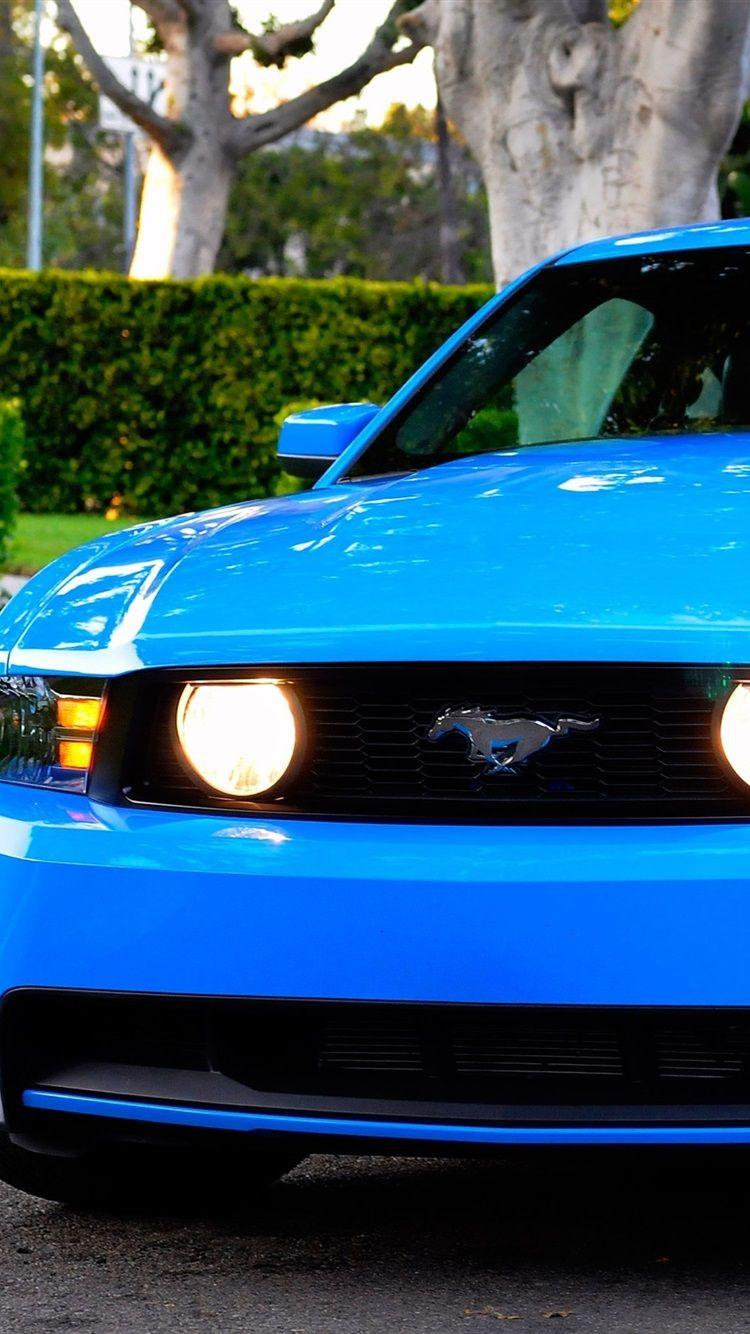 750x1334 Ford Mustang GT Blue Car Front View 750x1334 IPhone 8 7 6 6S Wallpaper, Background, Picture, Image