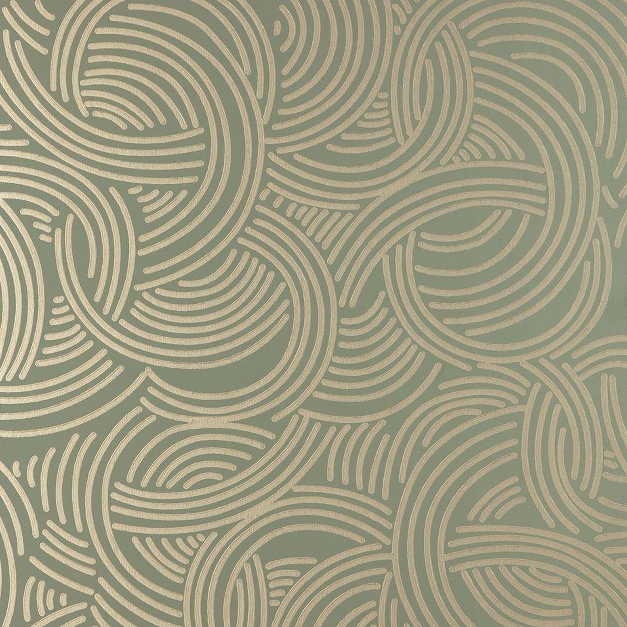 1280x1280 Farrow & Ball Tourbillon Wallpaper BP 4808 Grey Green / Gilver