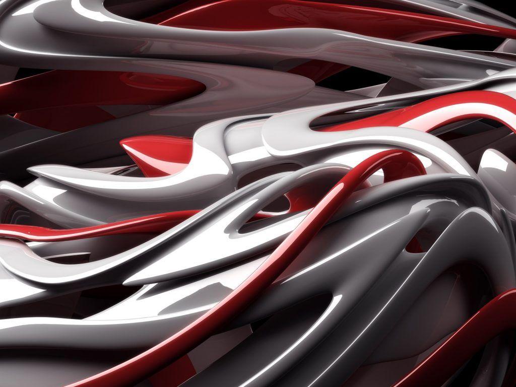 1024x768 Black And White And Red Abstract Wallpaper