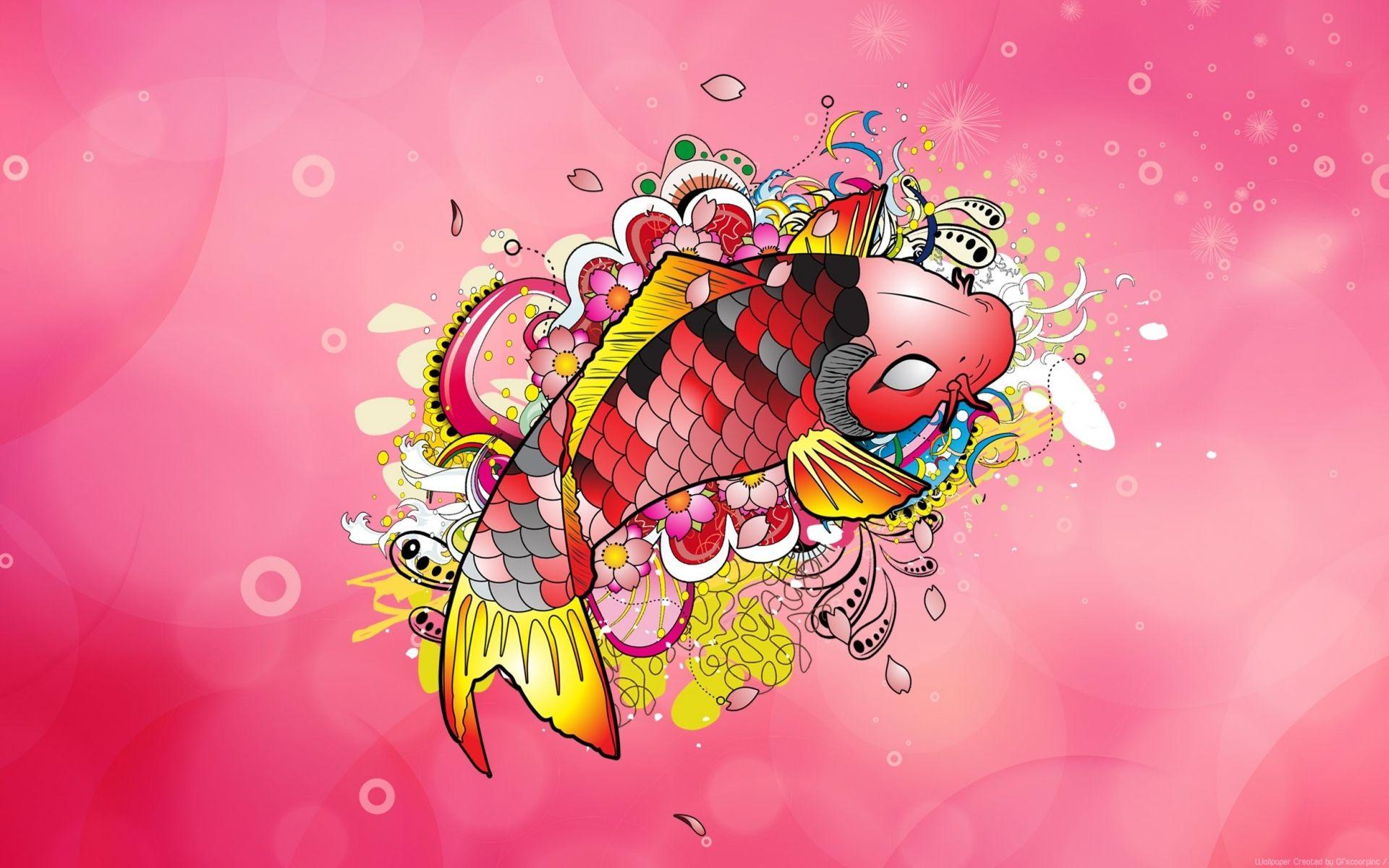 1920x1200 Koi Design Artwork Pink wallpaper. Koi Design Artwork Pink stock