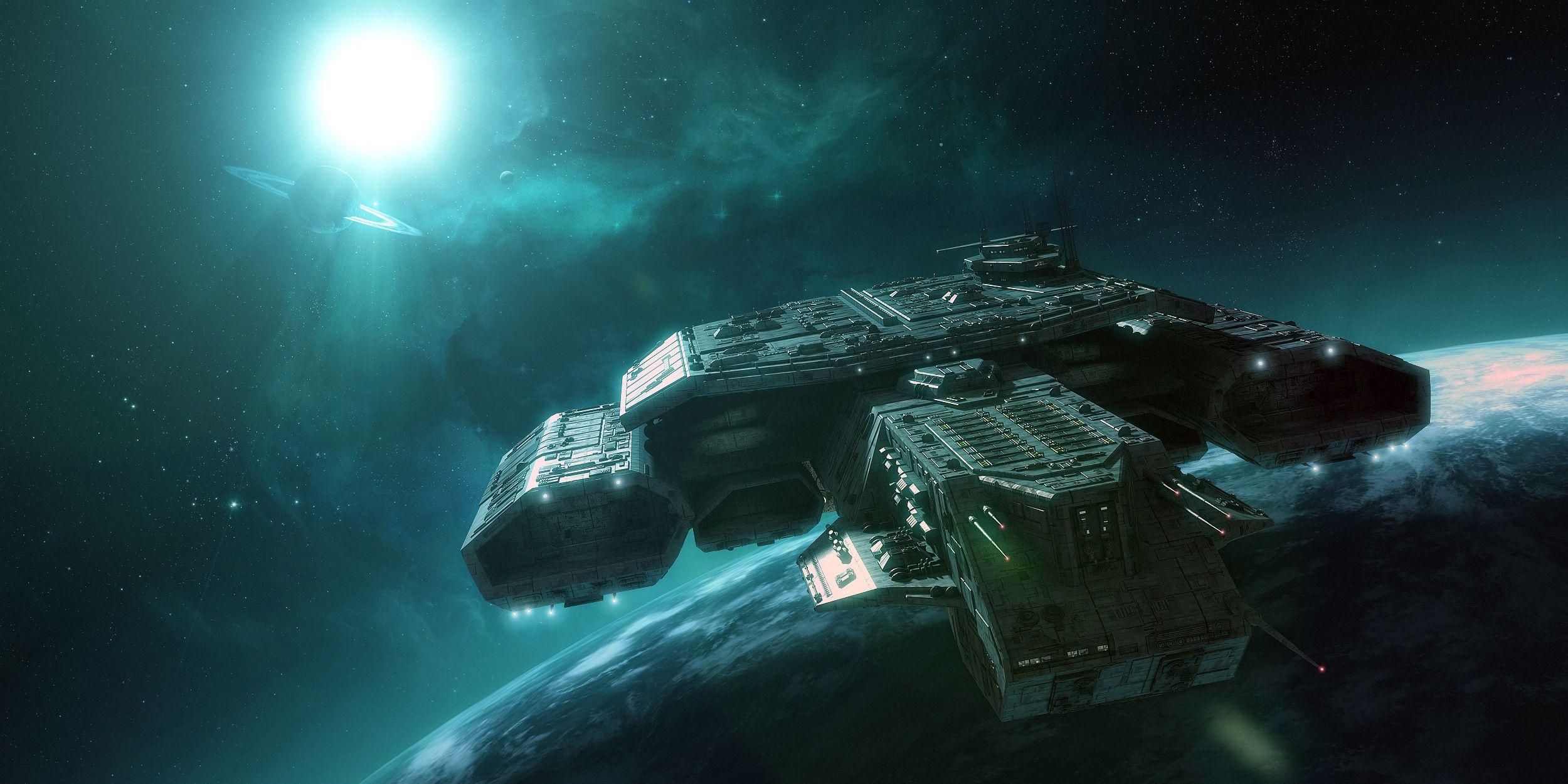 2500x1250 Spaceship Wallpaper HD