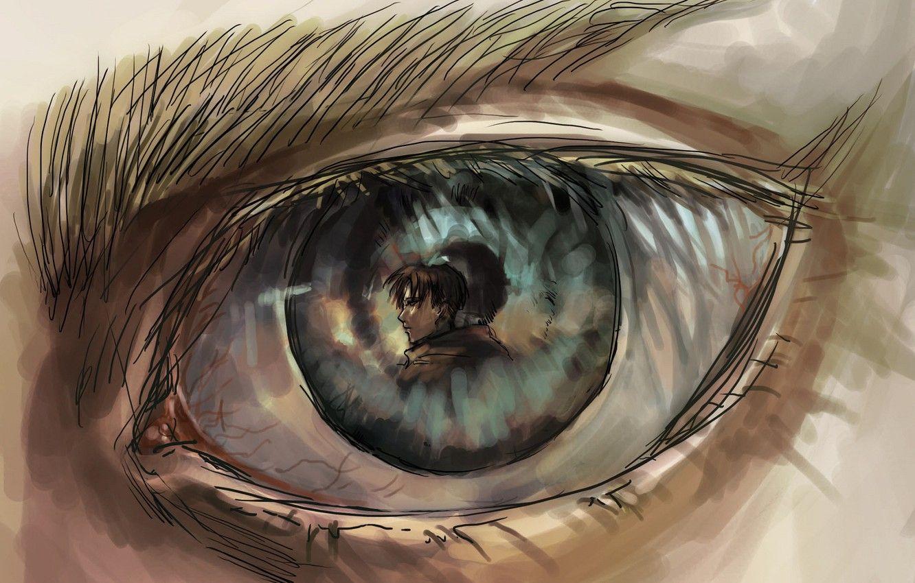 1332x850 Wallpaper look, eyes, reflection, Shingeki No Kyojin, Attack of the titans, corporal Levi, Levi Ackerman, Erwin Smith image for desktop, section сёнэн