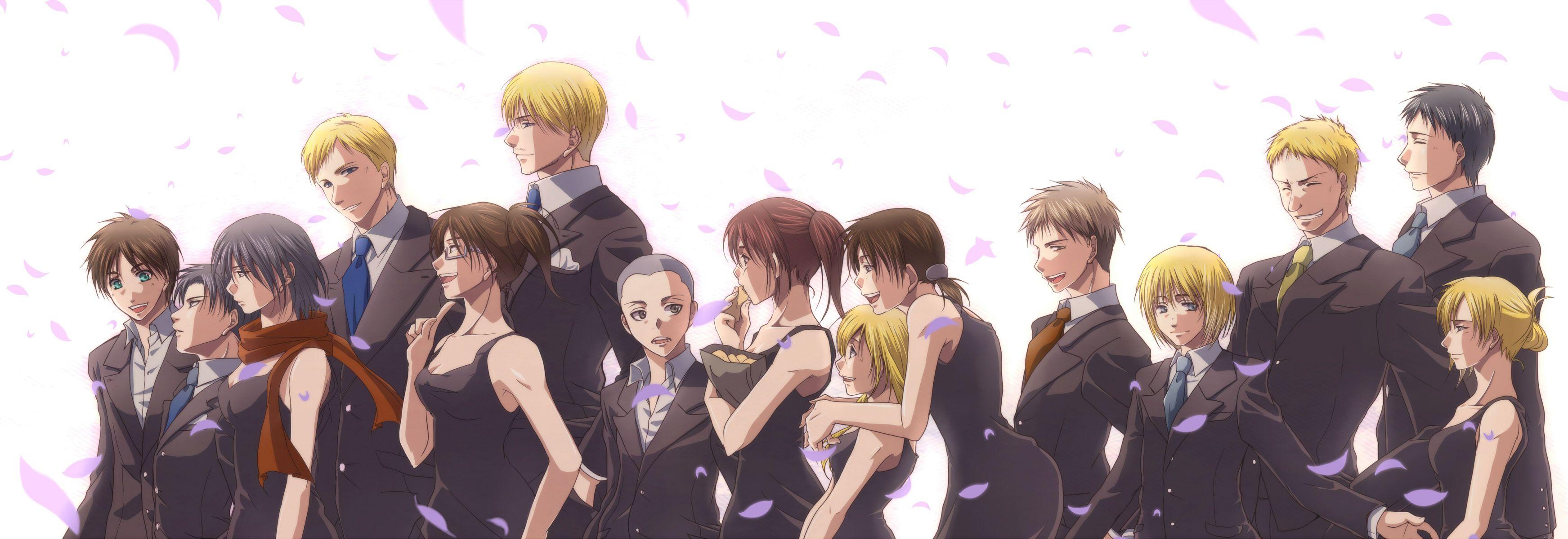 3486x1200 Annie Leonhart Armin Arlert Connie Springer Eren Yeager Erwin Smith Hange Zoe Historia Reiss Jean Ki Wallpaper:3486x1200