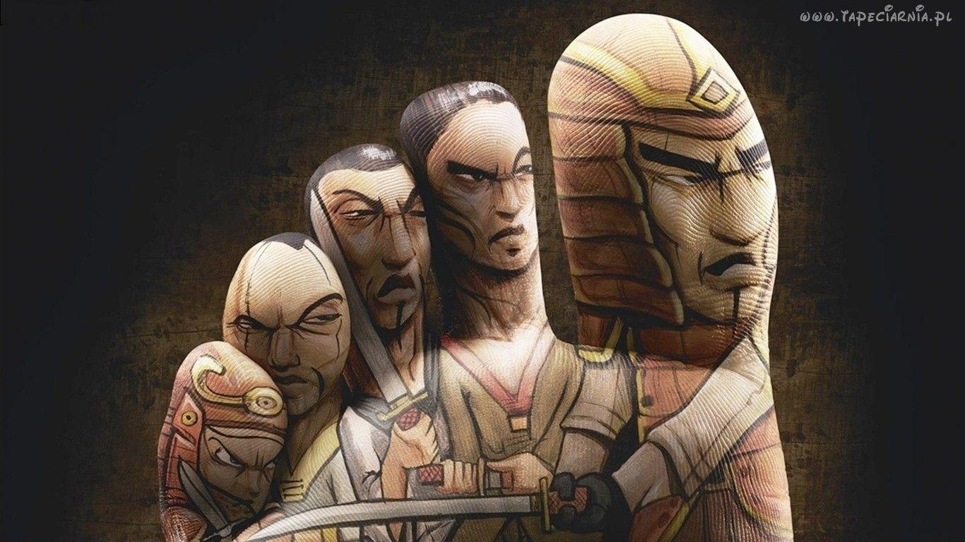 1366x768 feet, samurai, funny, paint, toes, body painting, creative wallpaper