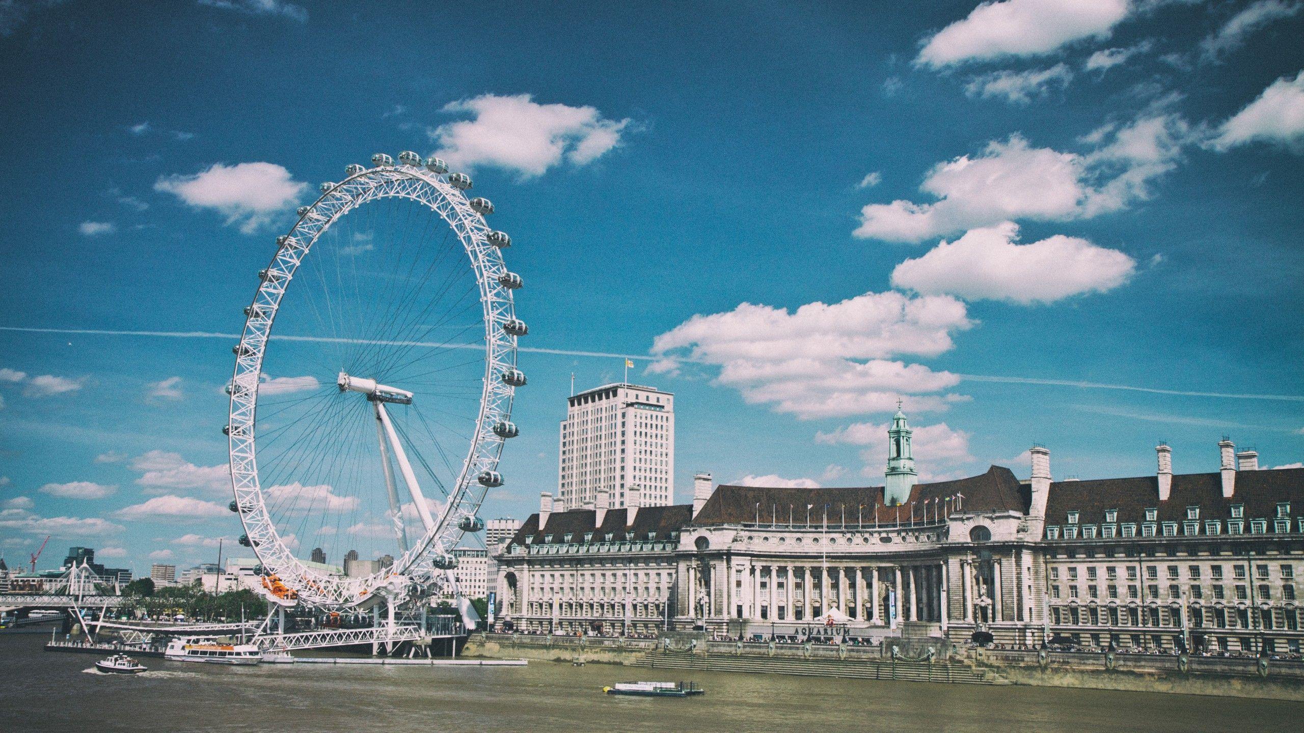 2560x1440 Wallpaper London Eye, Thames, London, England, Architecture
