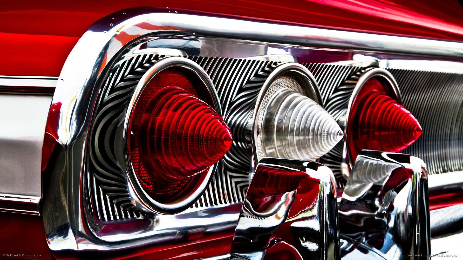 1920x1080 Classic Car Classic Hot Rod Tail Light Red chevrolet chevy impala reflection chrome wallpaperx1080