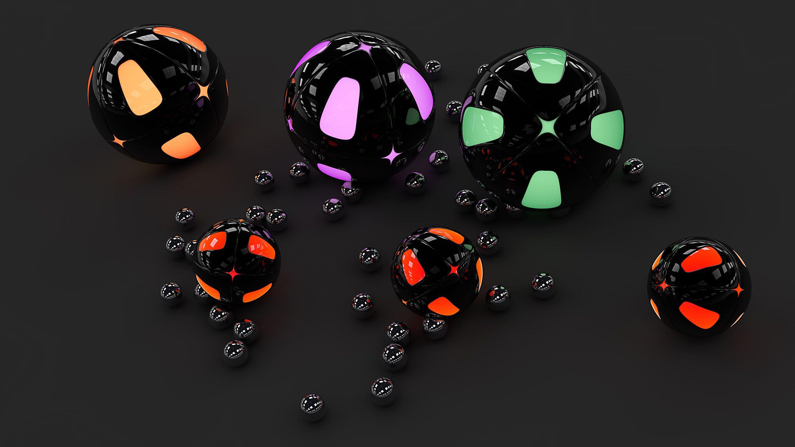 2560x1440 3D, Cg, Digital, Art, Ball, Globe, Sphere, Color, Chrome, Reflection, Metal Wallpaper HD / Desktop and Mobile Background