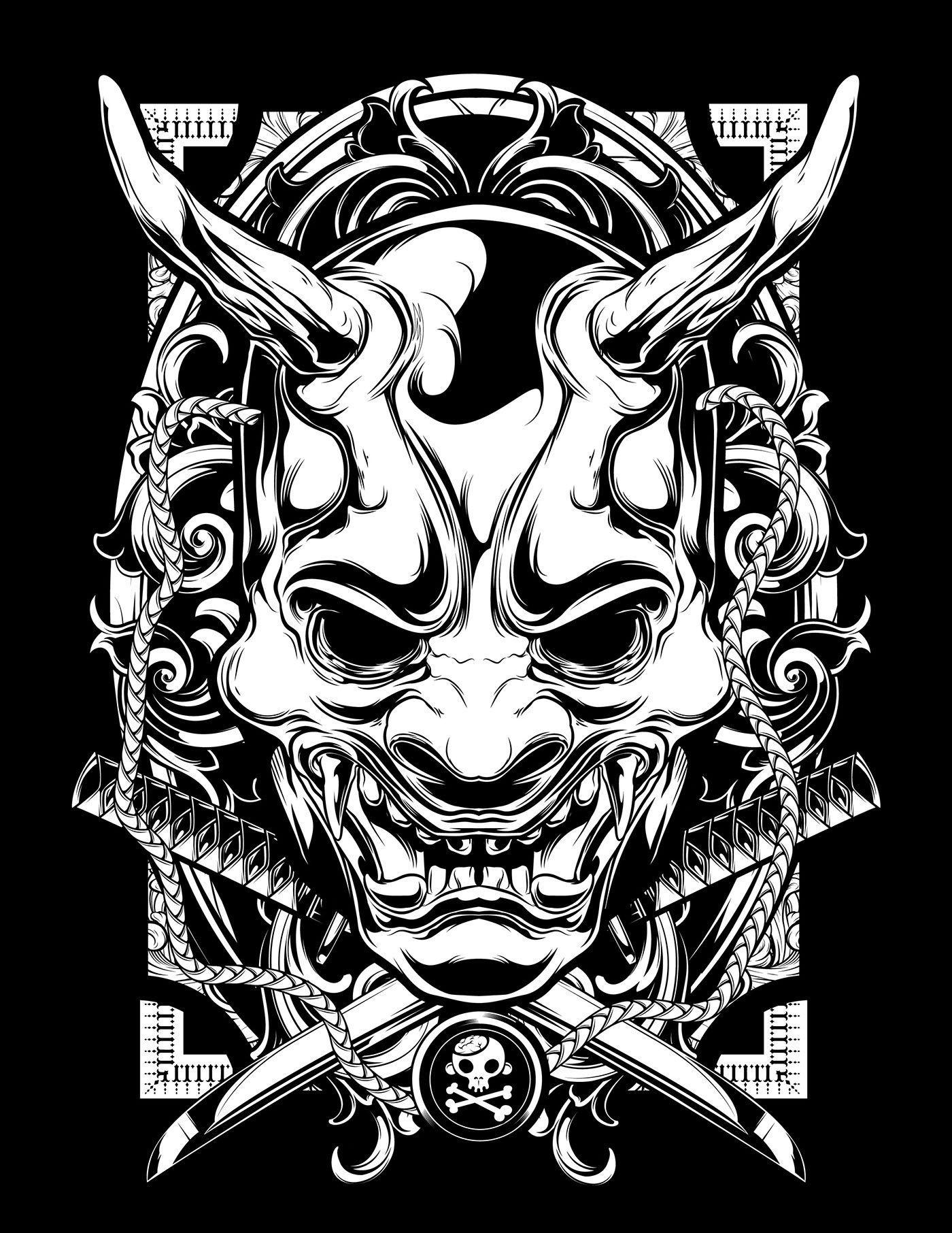 1400x1812 Oni Mask Wallpaper