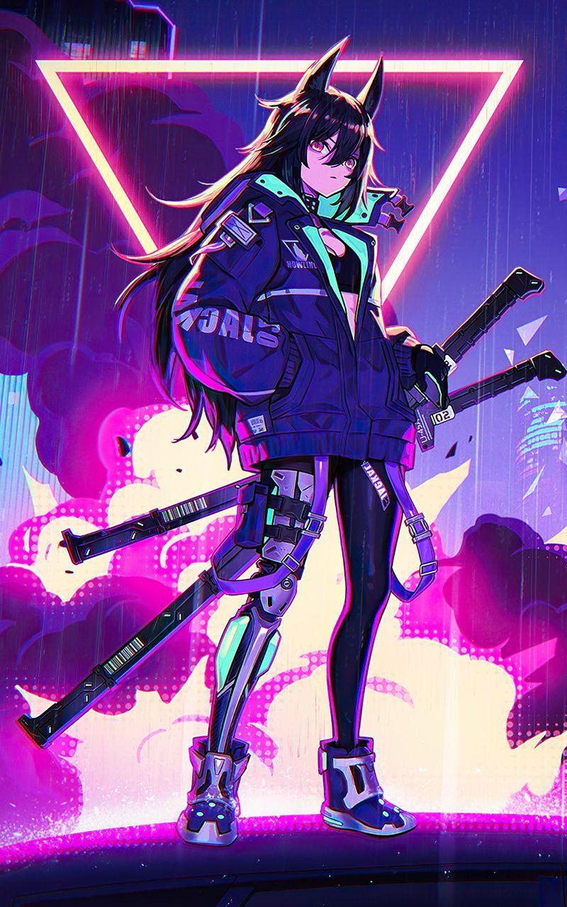 800x1280 Katana Anime Girl Neon 4k Nexus Samsung Galaxy Tab Note Android Tablets HD 4k Wallpaper, Image, Background, Photo and Picture