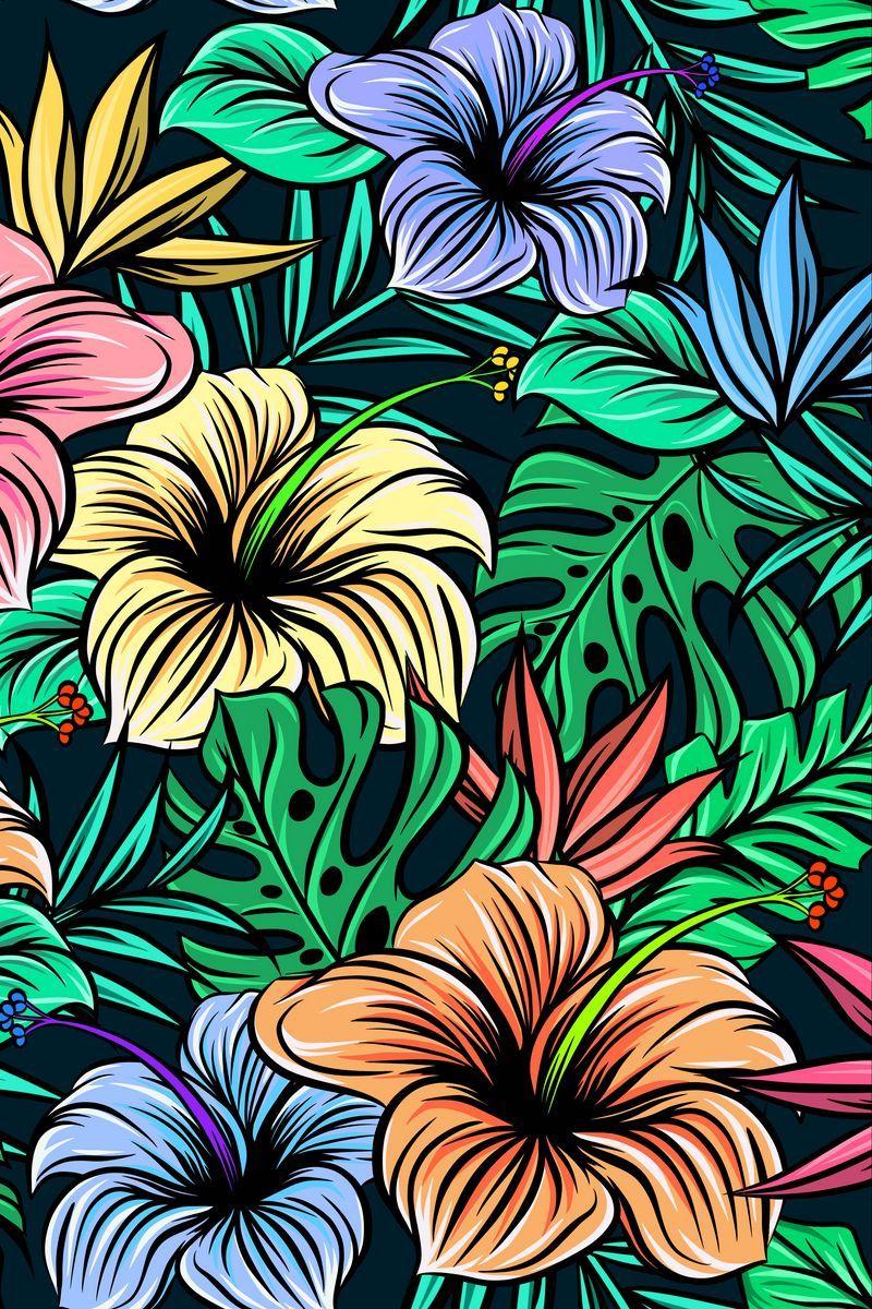 800x1200 Download Wallpaper 800x1200 Hibiscus, Flowers, Patterns, Exotic, Leaves Iphone 4s 4 For Parallax HD Background