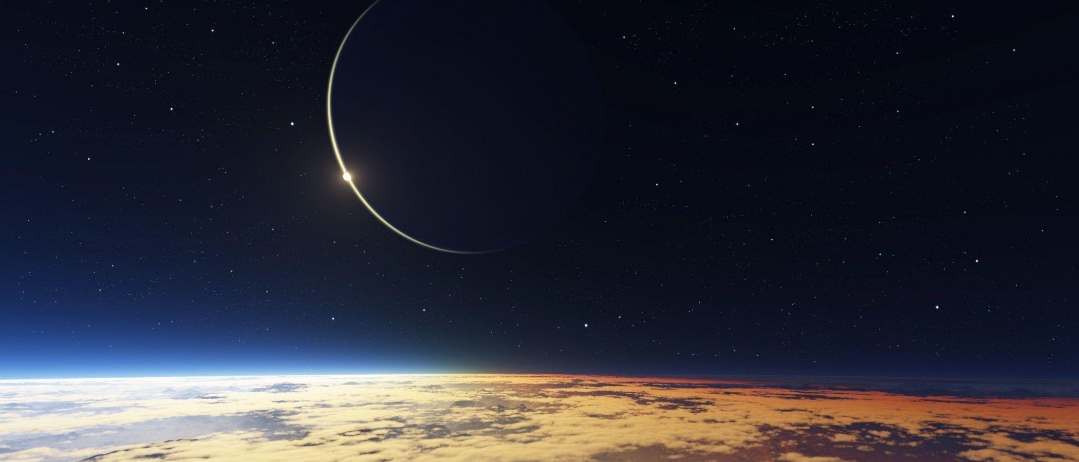 2100x900 Download 2100x900 Earth, Stars, Galaxy, Clouds, Atmosphere, Cosmos Wallpaper