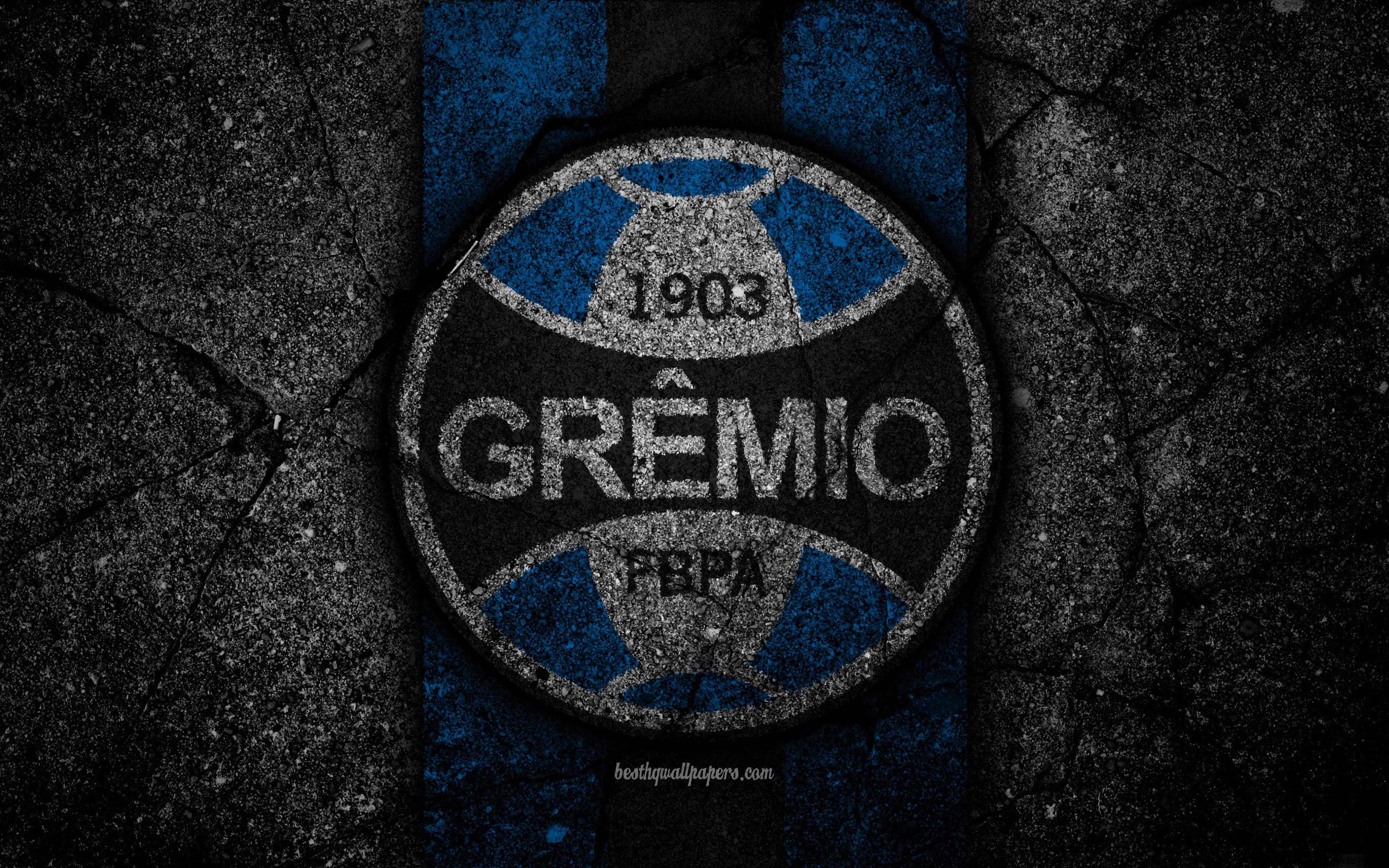 3840x2400 4k, Gremio Fc, Logo, Brazilian Seria A, Soocer, Black Fc Wallpaper HD