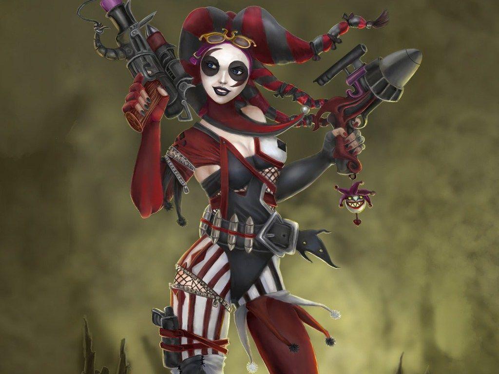1024x768 Harley Quinn Gun Diva Wallpaper Sh. Art and such