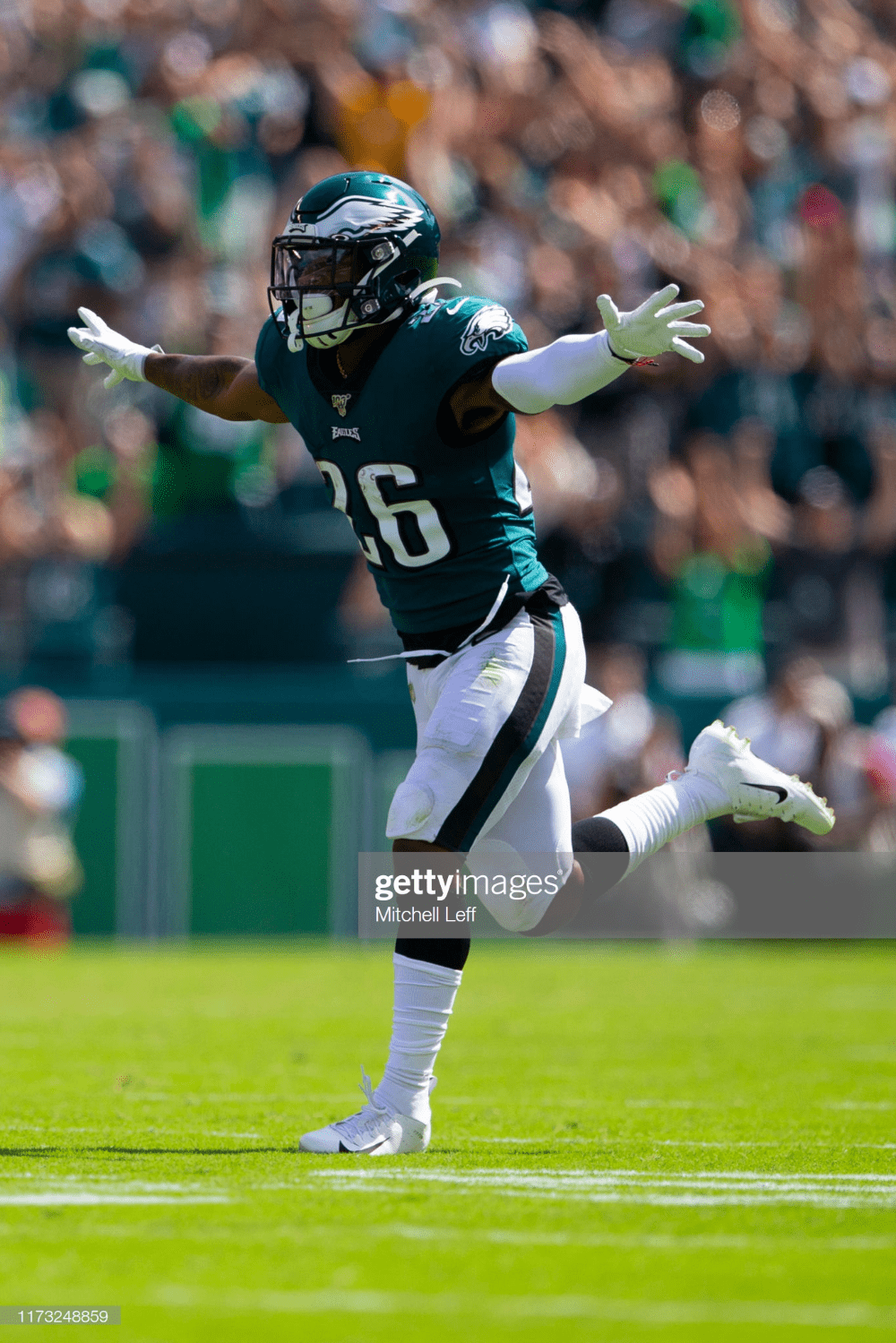 1000x1499 Miles Sanders of the Philadelphia Eagles reacts after a touchdown by. Philadelphia eagles football, Eagles football, Philadelphia eagles