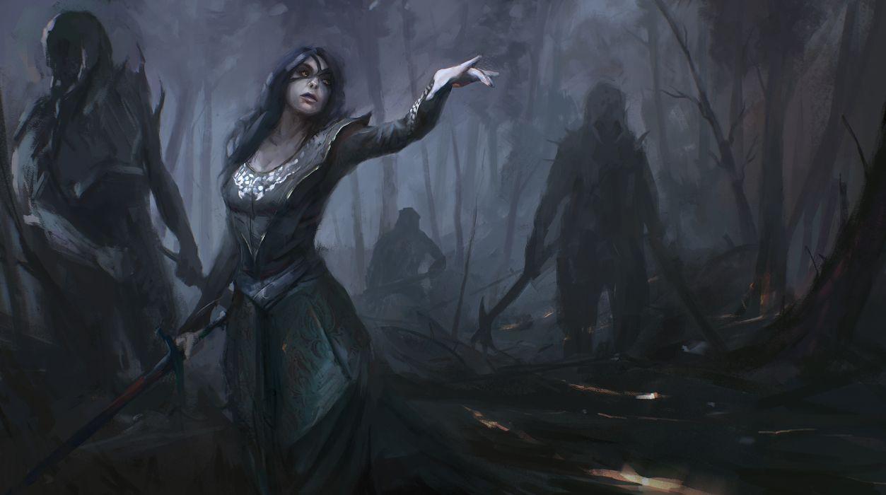 1253x700 Fantasy witch girl woman women female dark wallpaperx1173