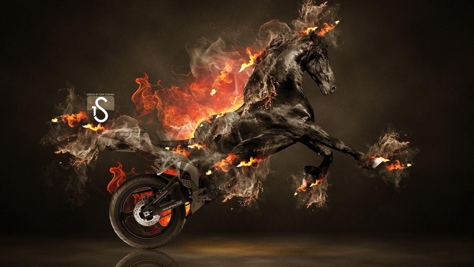 1600x900 Fire Horse Wallpaper HD