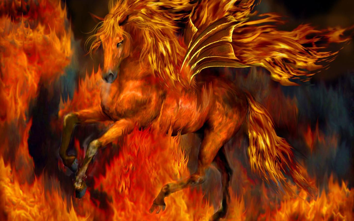 1440x900 Fire Horse Wallpaper HD