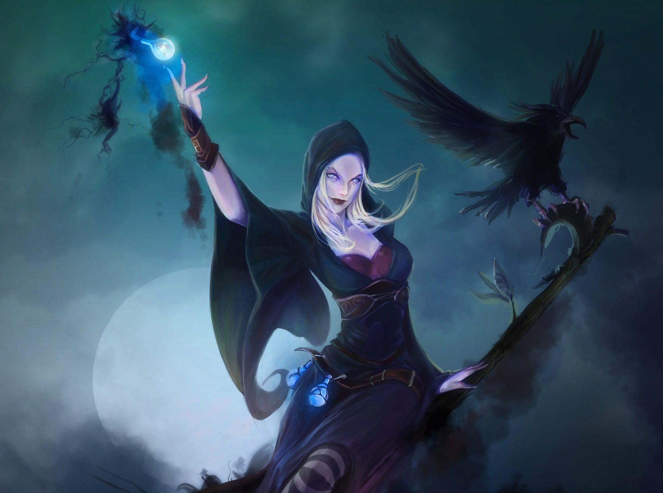 2200x1635 Fantasy Witch Girl Woman Magic Black Hair HD Wallpaper Background Image
