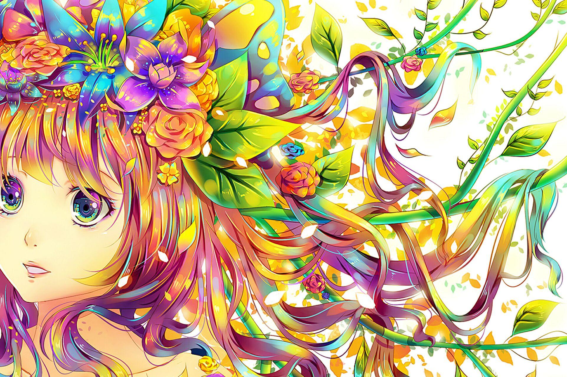 1922x1280 Colorful Anime Girl <3 Girl Wallpaper Rainbow HD Wallpaper