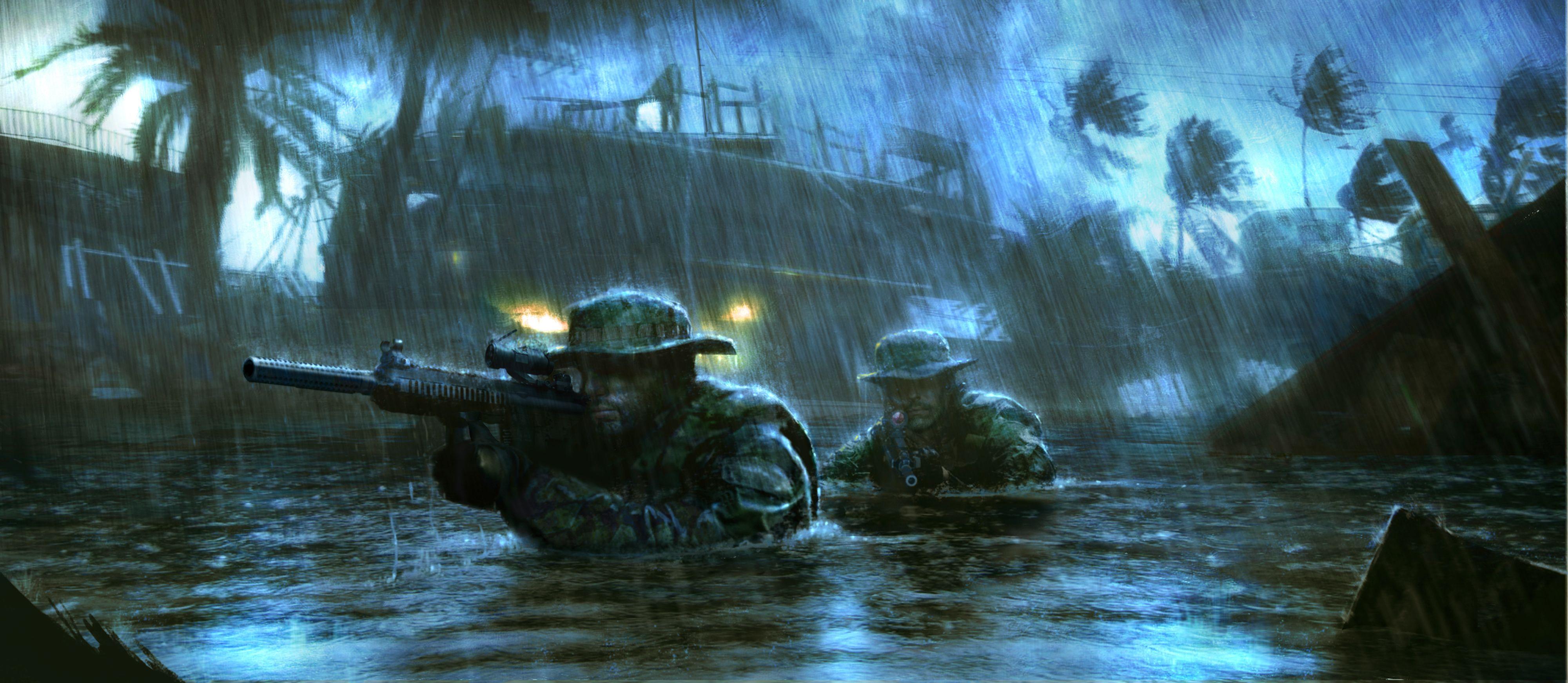 4000x1743 Best image of Medal of Honor Warfighter, wallpaper of the soldiers, the rain