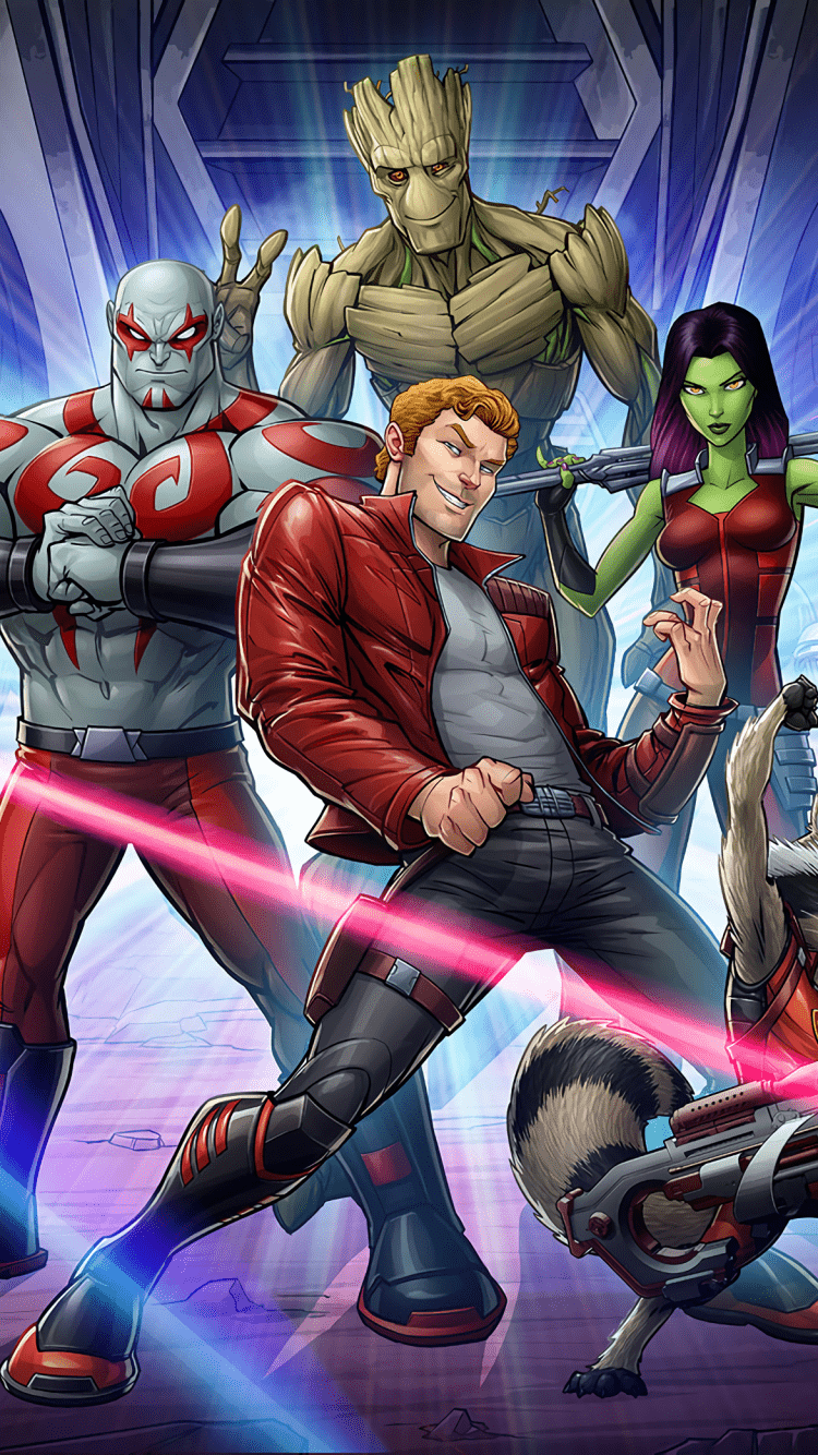 750x1334 Download 750x1334 Guardians Of The Galaxy, Rocket Raccoon, Gamora, Groot, Marvel, Comics Wallpaper for iPhone iPhone 6