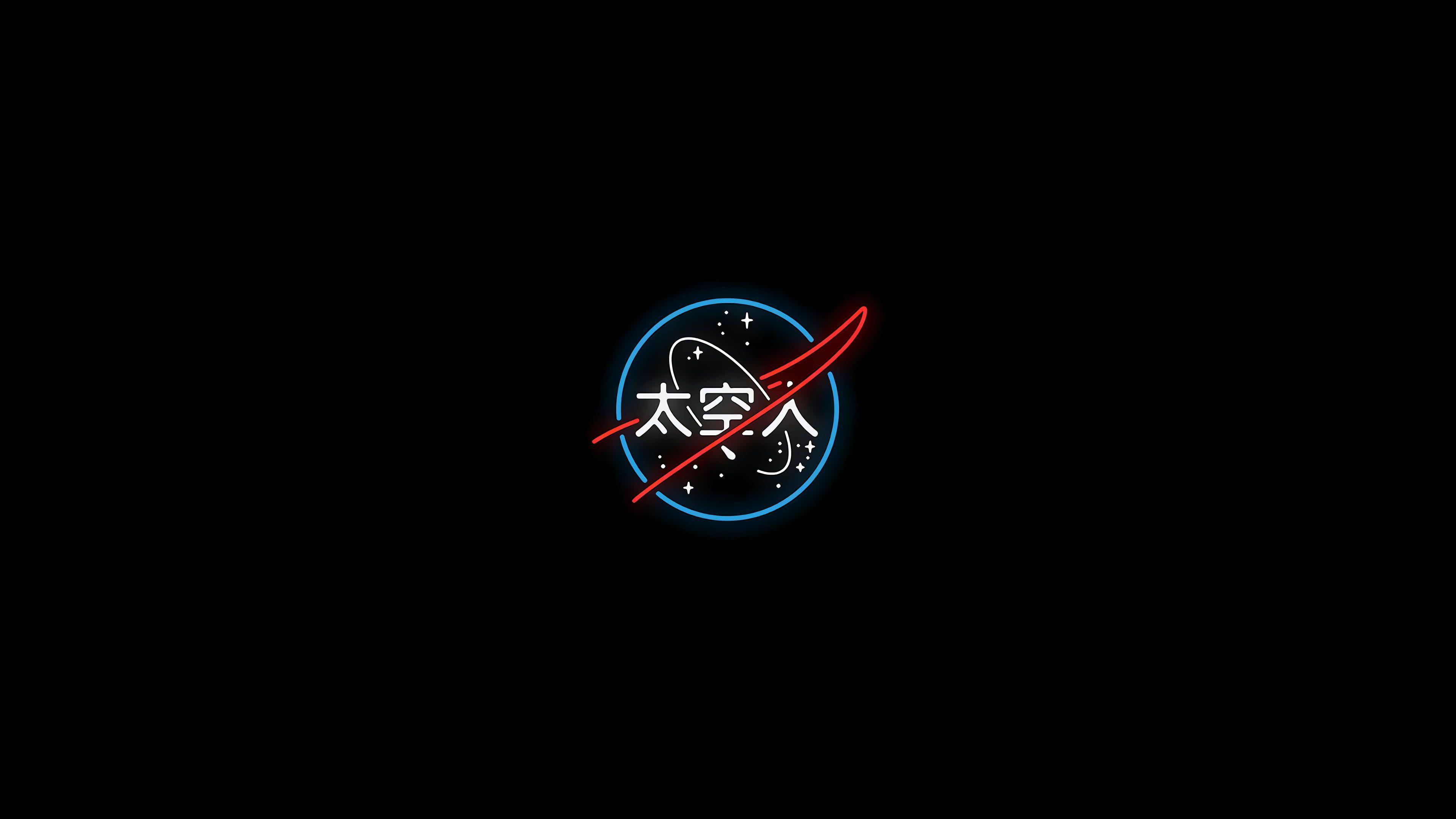 3840x2160 neon #NASA #Japanese #simple black background #minimalism K #wallpaper #hdwallpaper #desk. Aesthetic desktop wallpaper, Neon wallpaper, Desktop wallpaper black