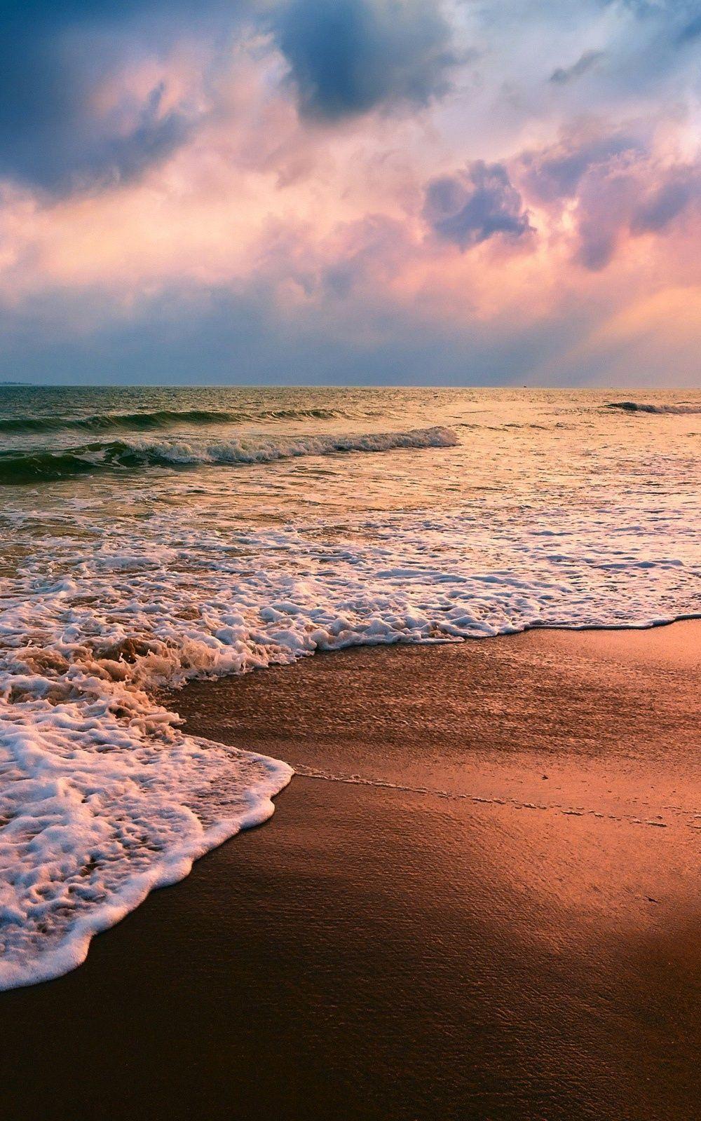 1000x1600 Sunset Brown Sand Waves Seaside Android Wallpaper free download