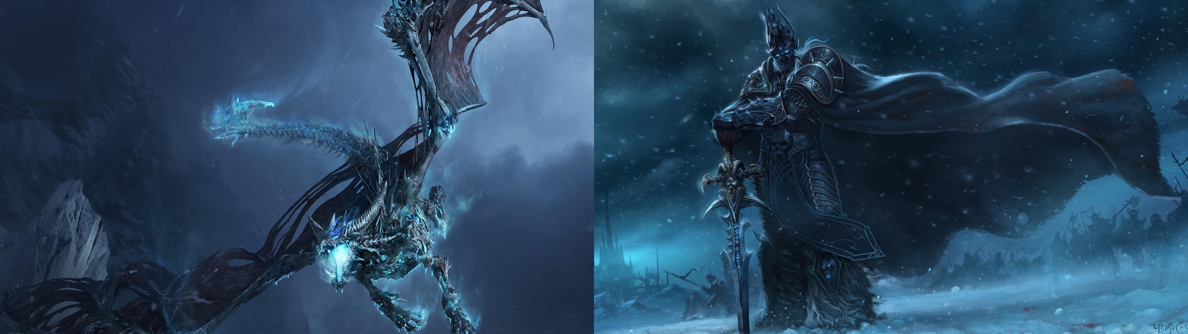3840x1080 Dual Monitor Lich King Wallpaper I Threw Together! [Individual Sources in Comments]