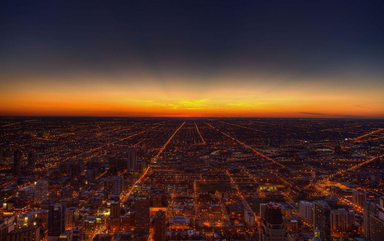 1280x804 Chicago Skyline Sunset wallpaper. Chicago Skyline Sunset