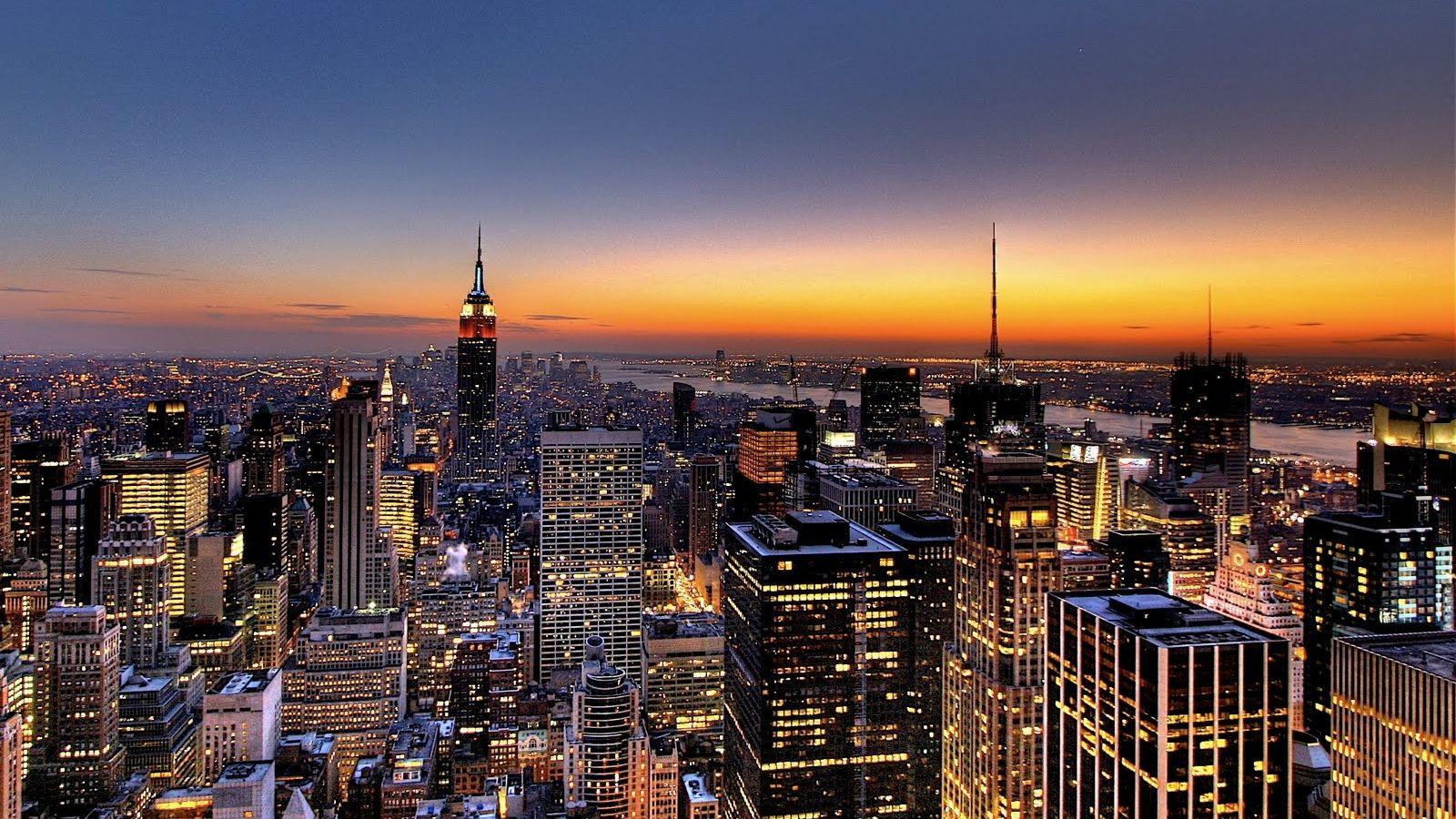 1600x900 Free download New York City Skyline Sunset Wallpaper HD Desktop Wallpaper [1600x976] for your Desktop, Mobile & Tablet. Explore New Desktop Background Wallpaper. Free Desktop Wallpaper, Windows 10 Wallpaper