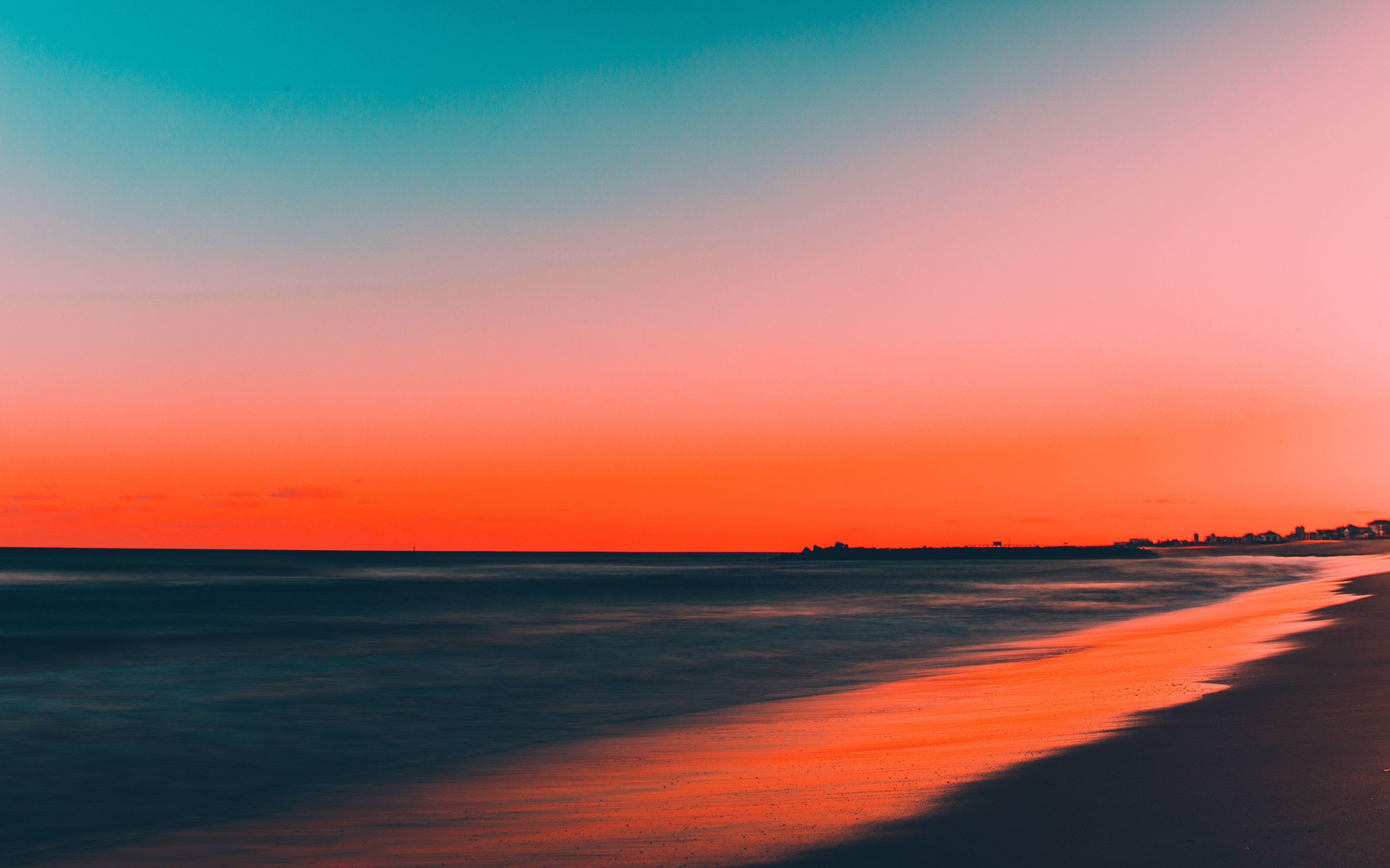 3840x2400 Desktop Wallpaper Beach, Clean Skyline, Sunset, 4k, HD Image, Picture, Background, 06475f
