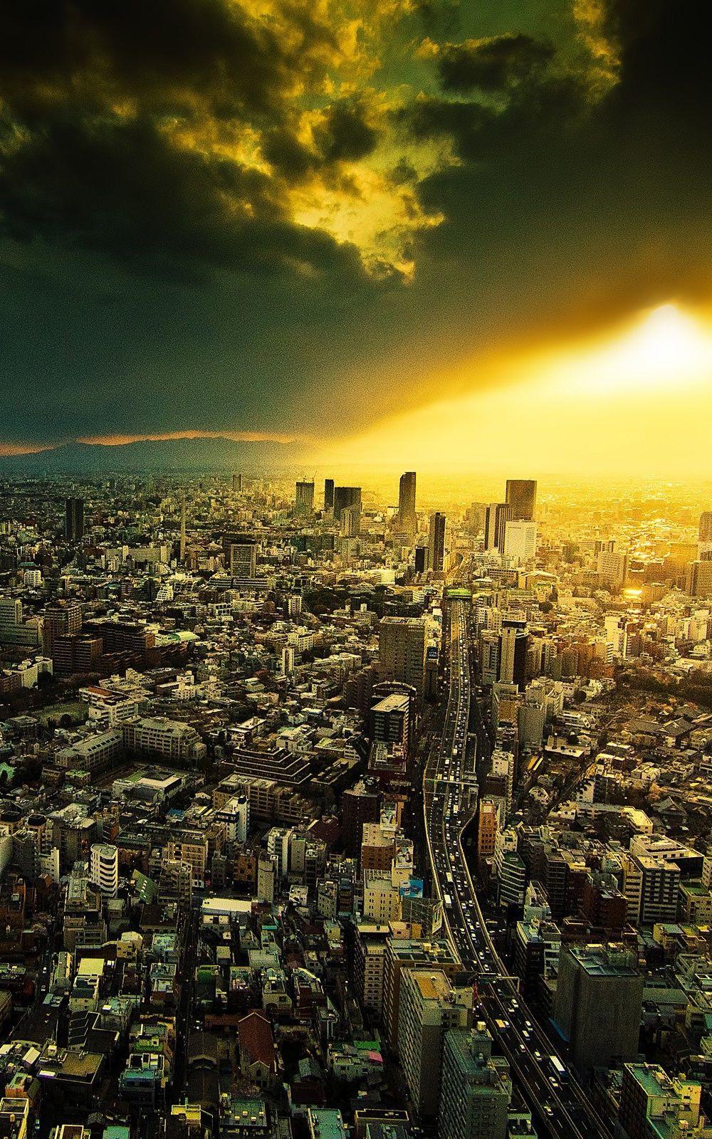 1000x1600 Cloudy Sunset City Buildings Skyline iPhone 6 Plus HD Wallpaper HD