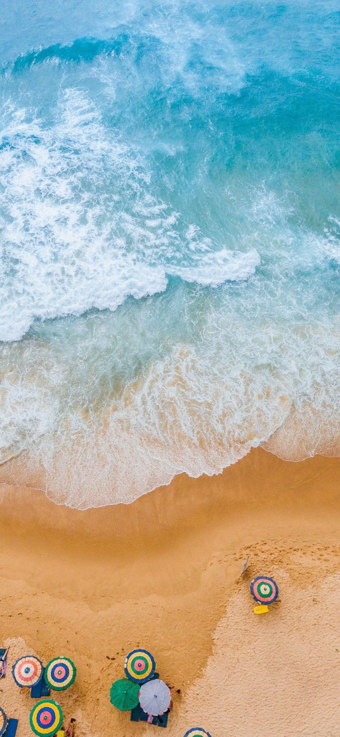 1125x2436 Download 1125x2436 wallpaper aerial view, beach, sea waves, blue and white, iphone x 1125x2436 HD image, background, 16448