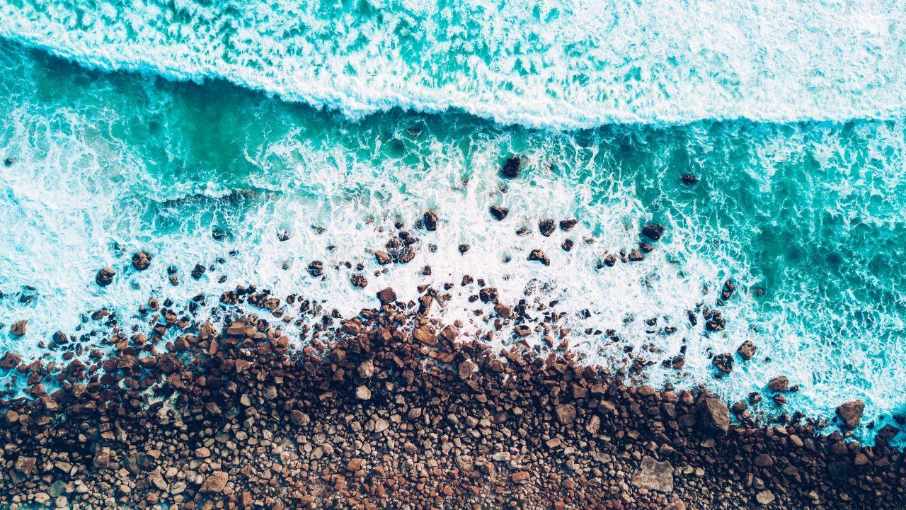 1280x720 Wallpaper Rocky beach, Seascape, Aerial view, Ocean, South Africa, 4K, Nature,. Wallpaper for iPhone, Android, Mobile and Desktop