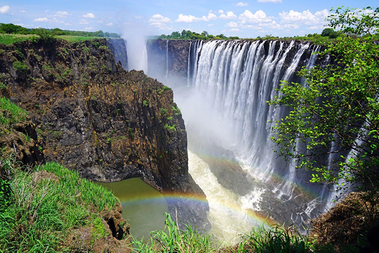 1280x853 image Rainbow Falls Victoria Falls Zambia Cliff Nature canyons