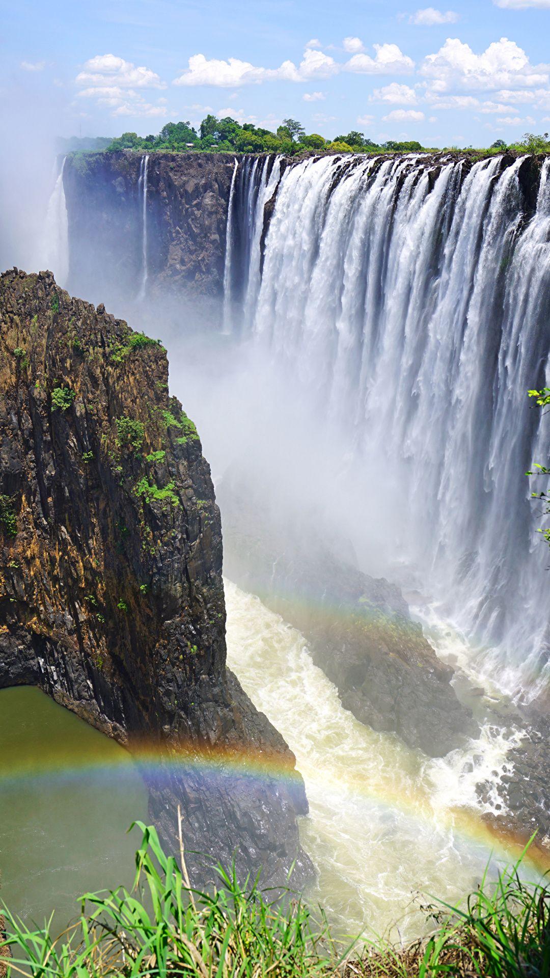 1080x1920 image Rainbow Falls Victoria Falls Zambia Cliff Nature 1080x1920