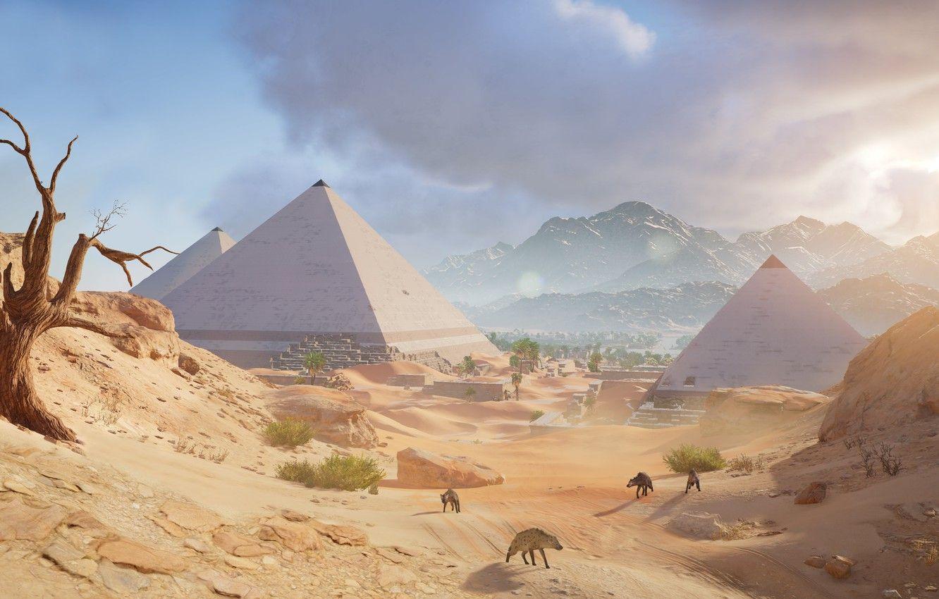 1332x850 Wallpaper sand, desert, pyramid, Egypt, Assassin's Creed: Origins image for desktop, section игры