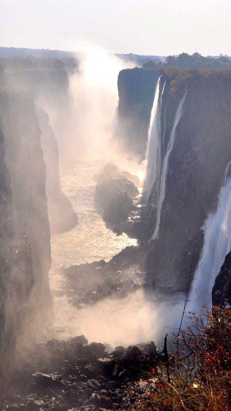 750x1334 Wallpaper Victoria Falls, Zambia, great waterfalls, fog, autumn 2560x1600 HD Picture, Image