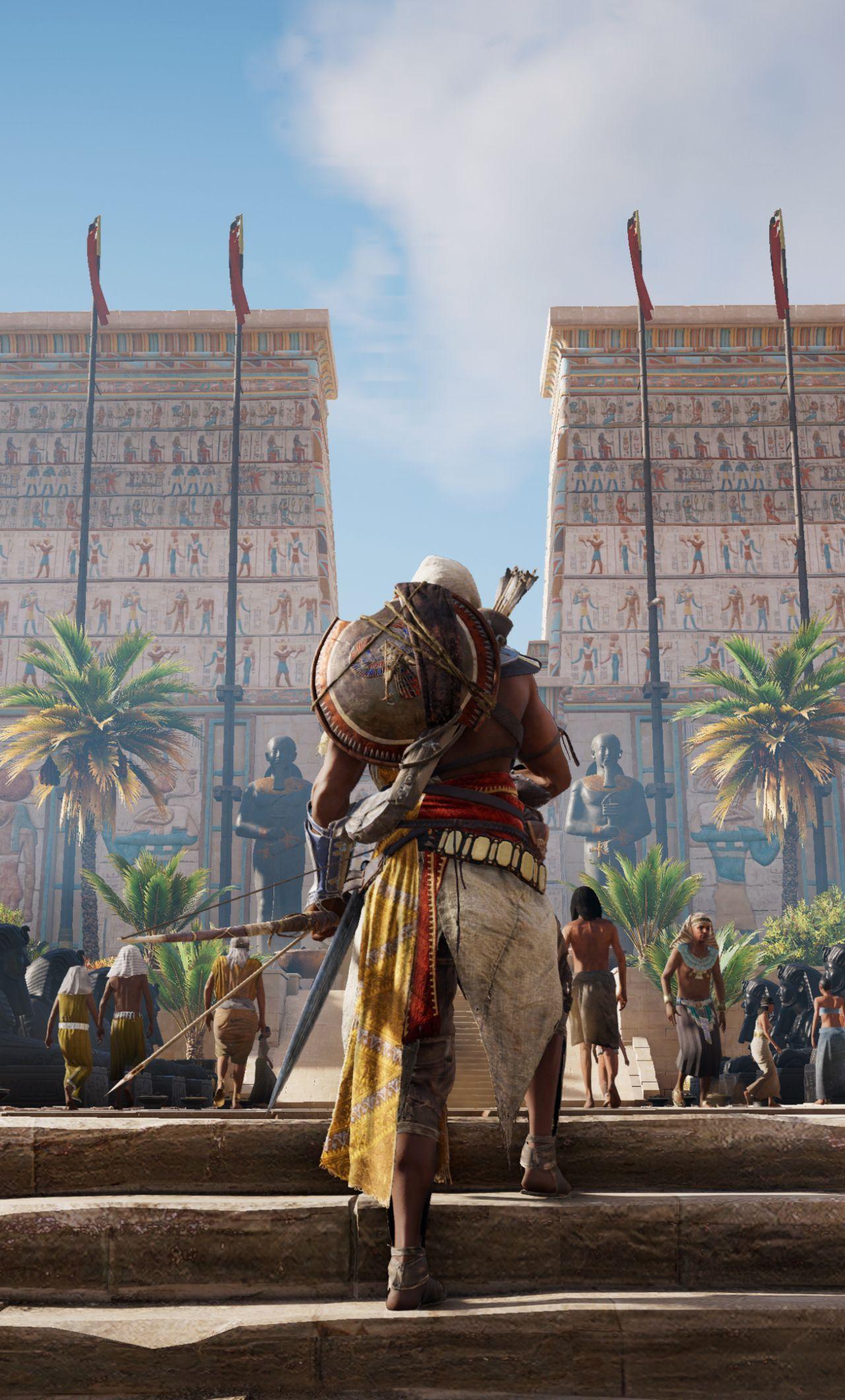 1280x2120 Download 1280x2120 wallpaper assassin's creed: origins, video game, street, warrior, iphone 6 plus, 1280x2120 HD image, background, 129