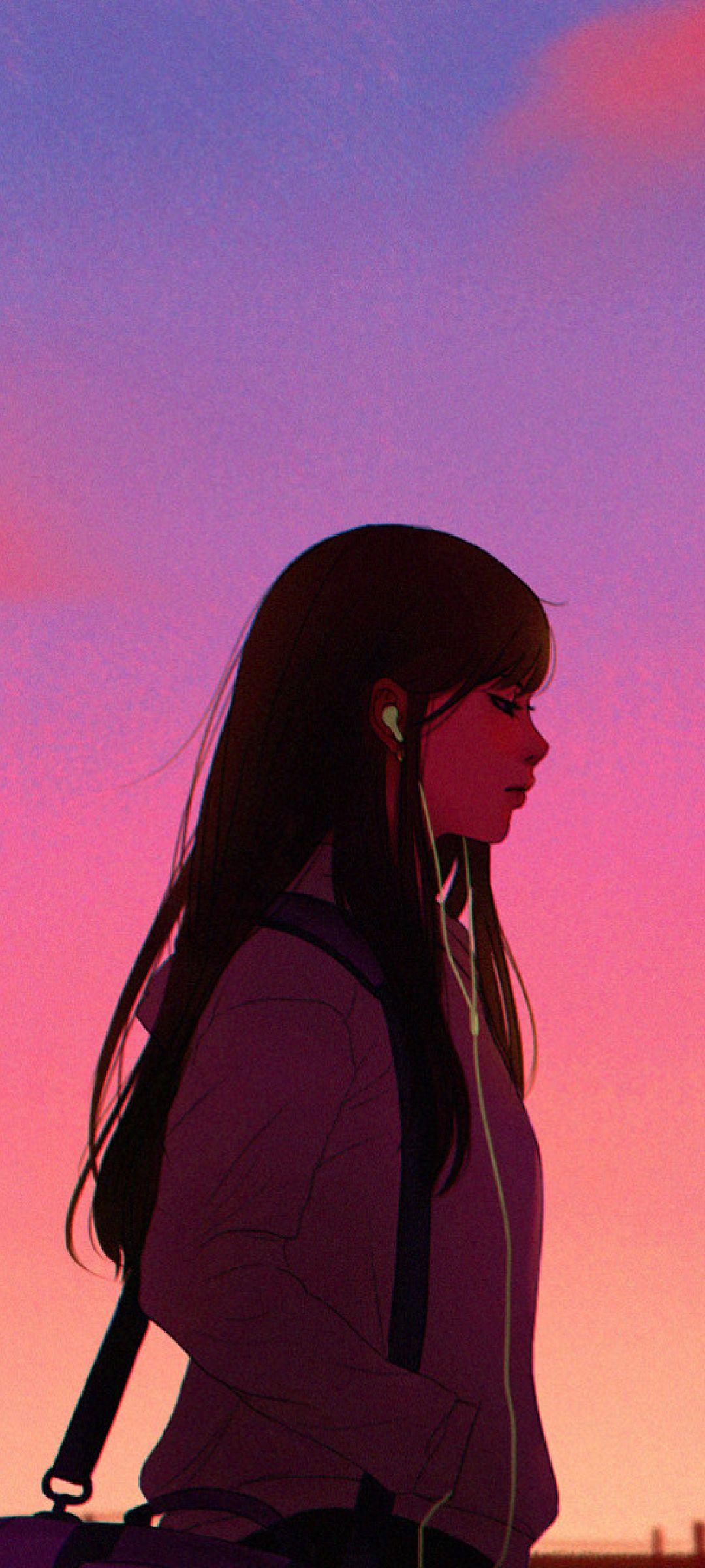 1080x2400 Anime Girl Listening Music 1080x2400 Resolution Wallpaper, HD Anime 4K Wallpaper, Image, Photo and Background