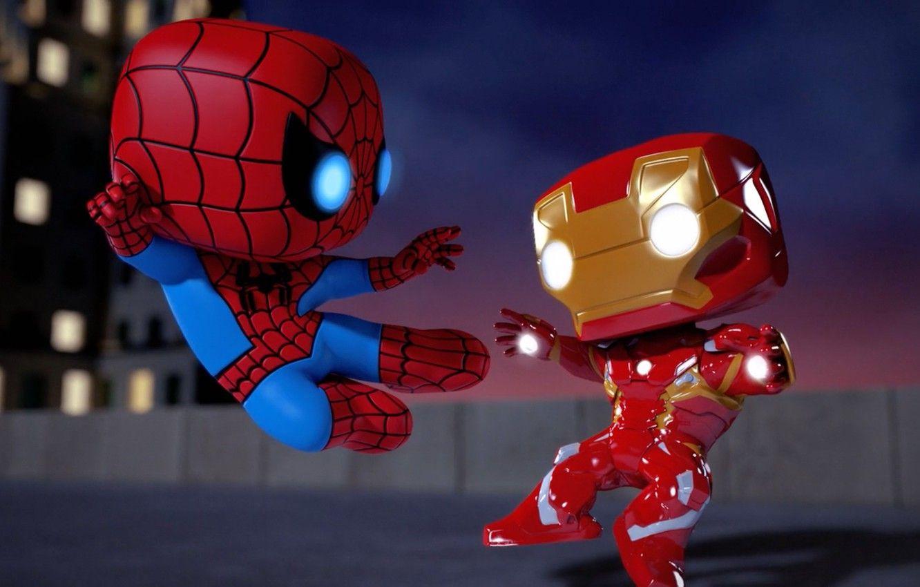 1332x850 Wallpaper Battlefield, Mecha, Iron Man, Marvel, Spider Man, Battle, Hero, Animated Film, Spiderman, Yuusha, Animated Movie, Marvel Funko Short, Spellbound, Spider Man Vs. Iron Man In New Marvel Funko Short, Iron Man Vs Spiderman